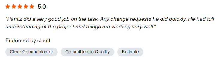 Client review screenshot